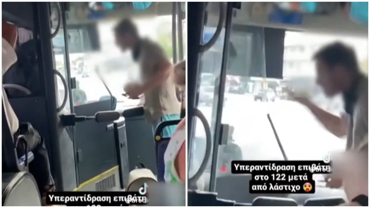 Αδιανόητο ξέσπασμα επιβάτη σε οδηγό λεωφορείου με σκασμένο λάστιχο: «Σταμάτα να κατέβουμε» (vid)