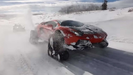Lamborghini Aventador με ερπύστριες για το χιονοδρομικό! (vids)