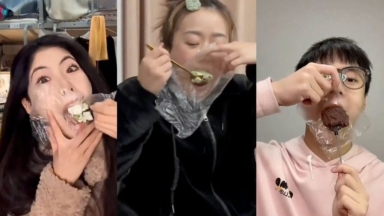 Το hack των μηδέν θερμίδων: Χρησιμοποιούν πλαστική μεμβράνη για να... τρώνε (vid)