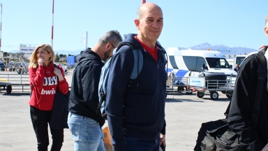 Παναγιώτης και Γιώργος Αγγελόπουλους με την αποστολή του Ολυμπιακού στο Μονακό