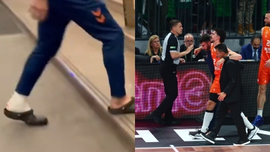 Με δεμένο πόδι και... crocs ο Πουέρτο μετά τον τραυματισμό του στο Game 3