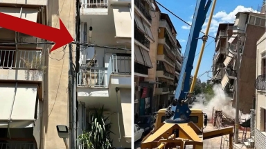 Πετράλωνα: Φωτογραφία δείχνει την πολυκατοικία να «ξεκολλάει» από το διπλανό κτίριο - Η στιγμή της κατάρρευσης