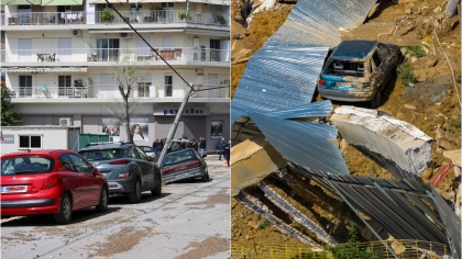 Καθίζηση δρόμου στη Θεσσαλονίκη: Η στιγμή που αυτοκίνητο πέφτει στο κενό (vid)