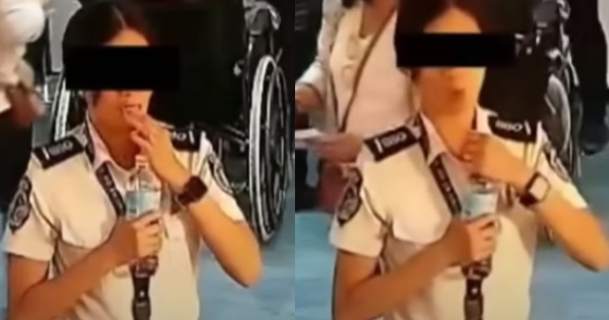 An airport employee was caught swallowing banknotes: she claims she was eating chocolate (video)