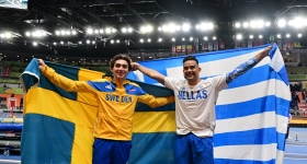 Oι πανηγυρισμοί του Καραλή με τον Ντουπλάντις μετά τον τελικό στο Τορούν 