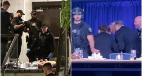 Η στιγμή της φυγάδευσης του Τραμπ: Ένοπλος επιχείρησε να εισβάλει σε δείπνο - Βίντεο από κάμερες ασφαλείας