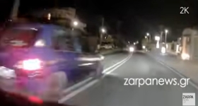 «Από τύχη ζούμε»: Αδιανόητη προσπέραση πάνω σε διπλή γραμμή στα Χανιά (vid)
