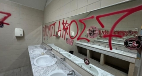 Έγραψαν συνθήματα με σπρέι στις τουαλέτες της SUNEL Arena οι φίλοι του Ολυμπιακού