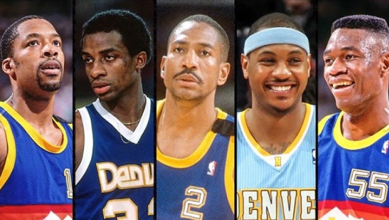 Denver Nuggets (Fat Lever, David Thompson, Alex English, Carmelo Anthony, Dikembe Mutombo)